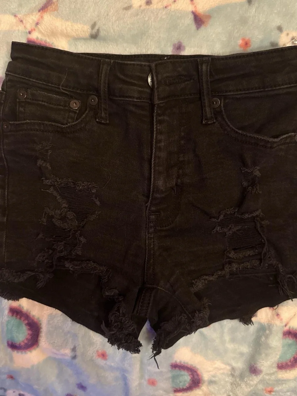 Aeropostale Black Distressed High-Rise Jean Shorts